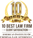 10 Best 2019 | 10 Best Law Firm | Client Satisfaction | American Institute of Criminal Law Attorneys
